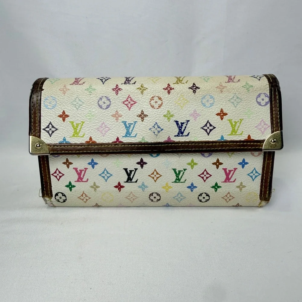Louis Vuitton Wallet Womens OS White Monogram Multicolore Portefeuille M92659